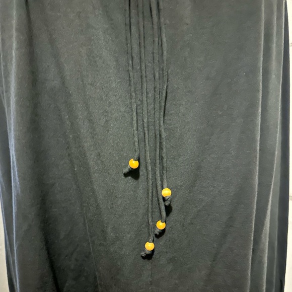 Vintage Cotton Wood Beaded Adjustable Straps Black Midi Dress - Picture 8 of 9